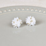 Ariel Beads Stud Earrings in White Plate