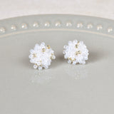 Ariel Beads Stud Earrings in White Plate