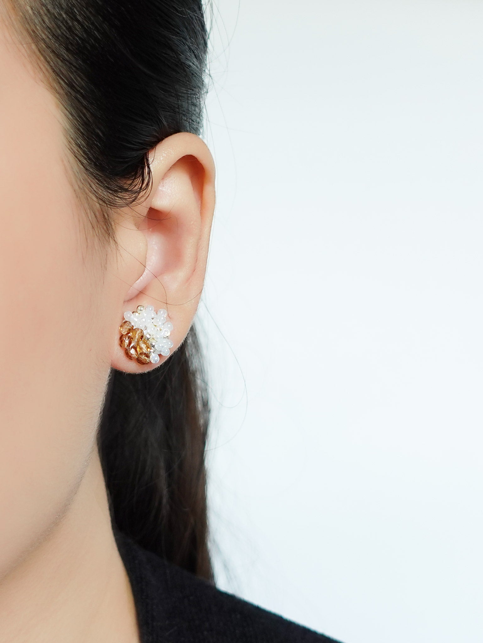 Ariel Czech Earrings in Brown Model