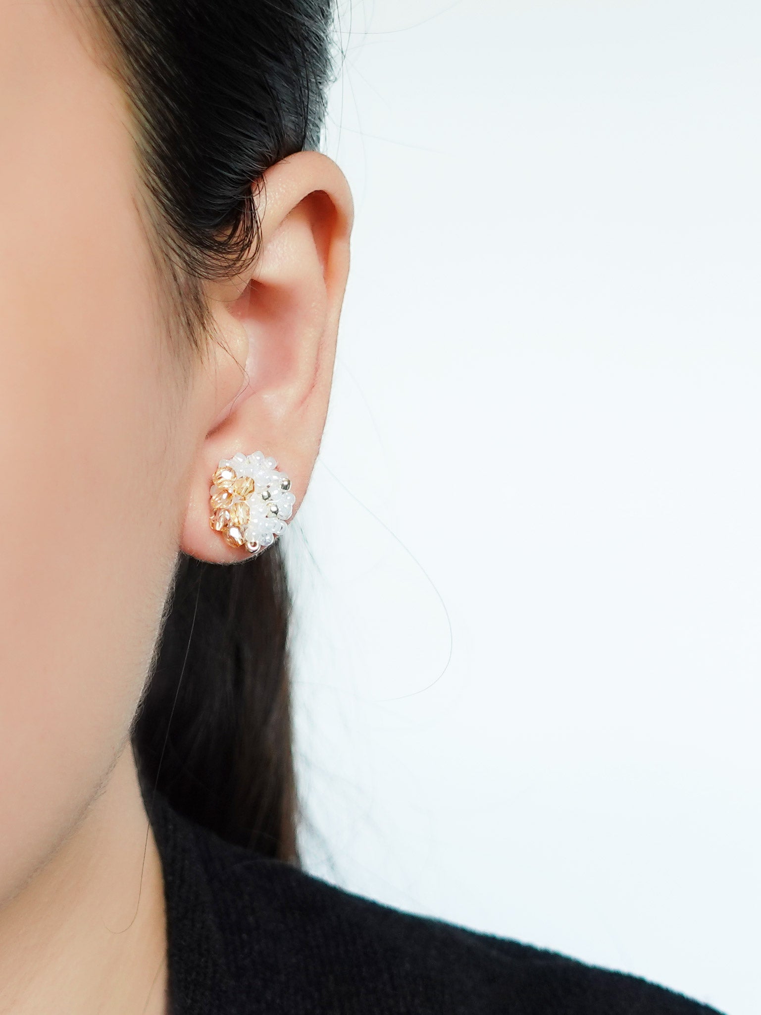 Ariel Czech Earrings in Champagne Model