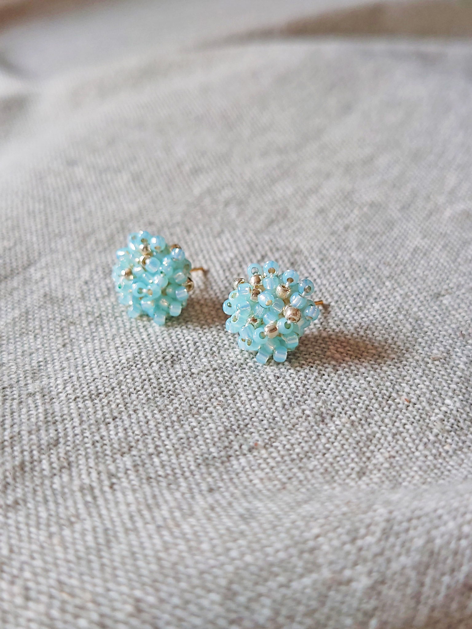 Ariel Stud Earrings in Blue Front 1