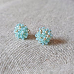 Ariel Stud Earrings in Blue Front 2