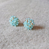 Ariel Stud Earrings in Blue Front 2