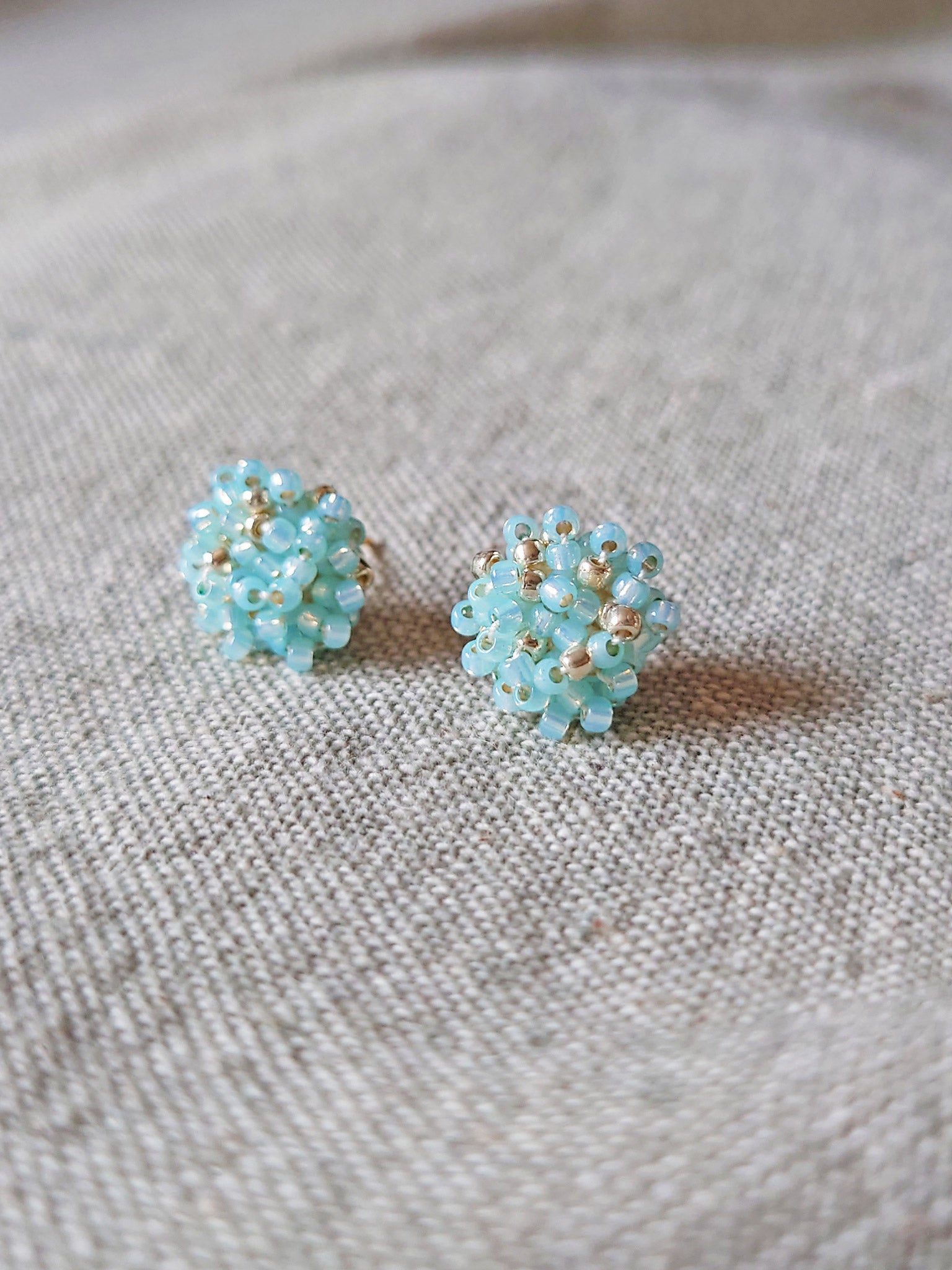 Ariel Stud Earrings in Blue Front 2