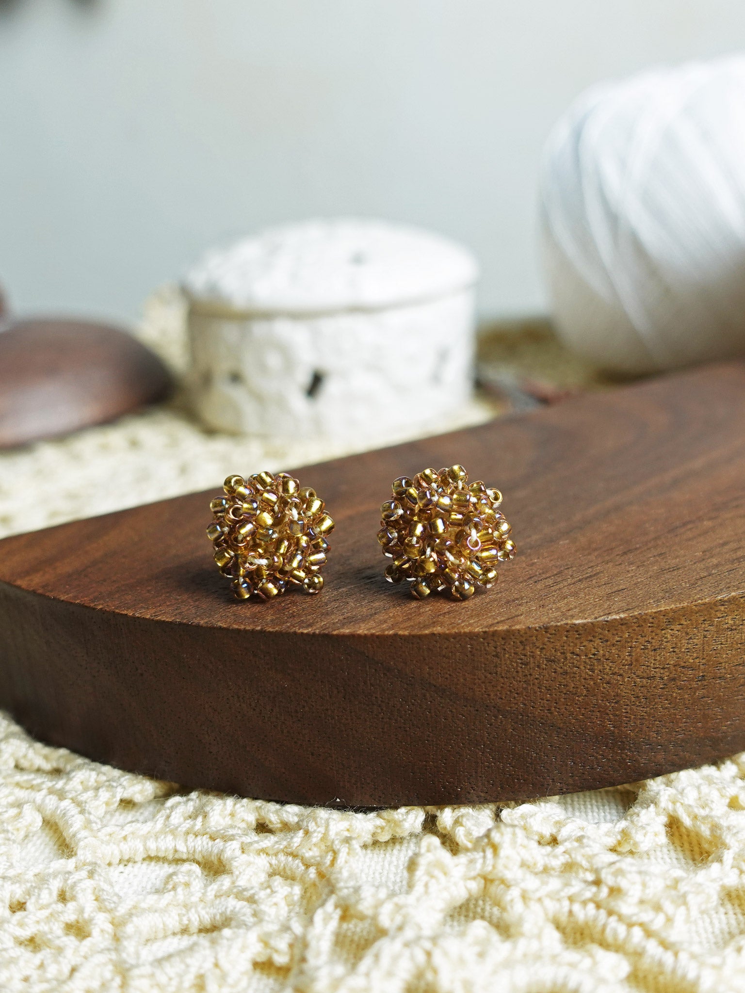 Ariel Stud Earrings in Caramel Brown Display