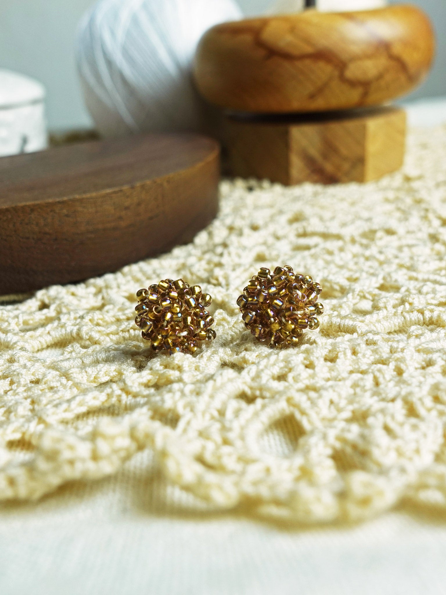 Ariel Stud Earrings in Caramel Brown Front