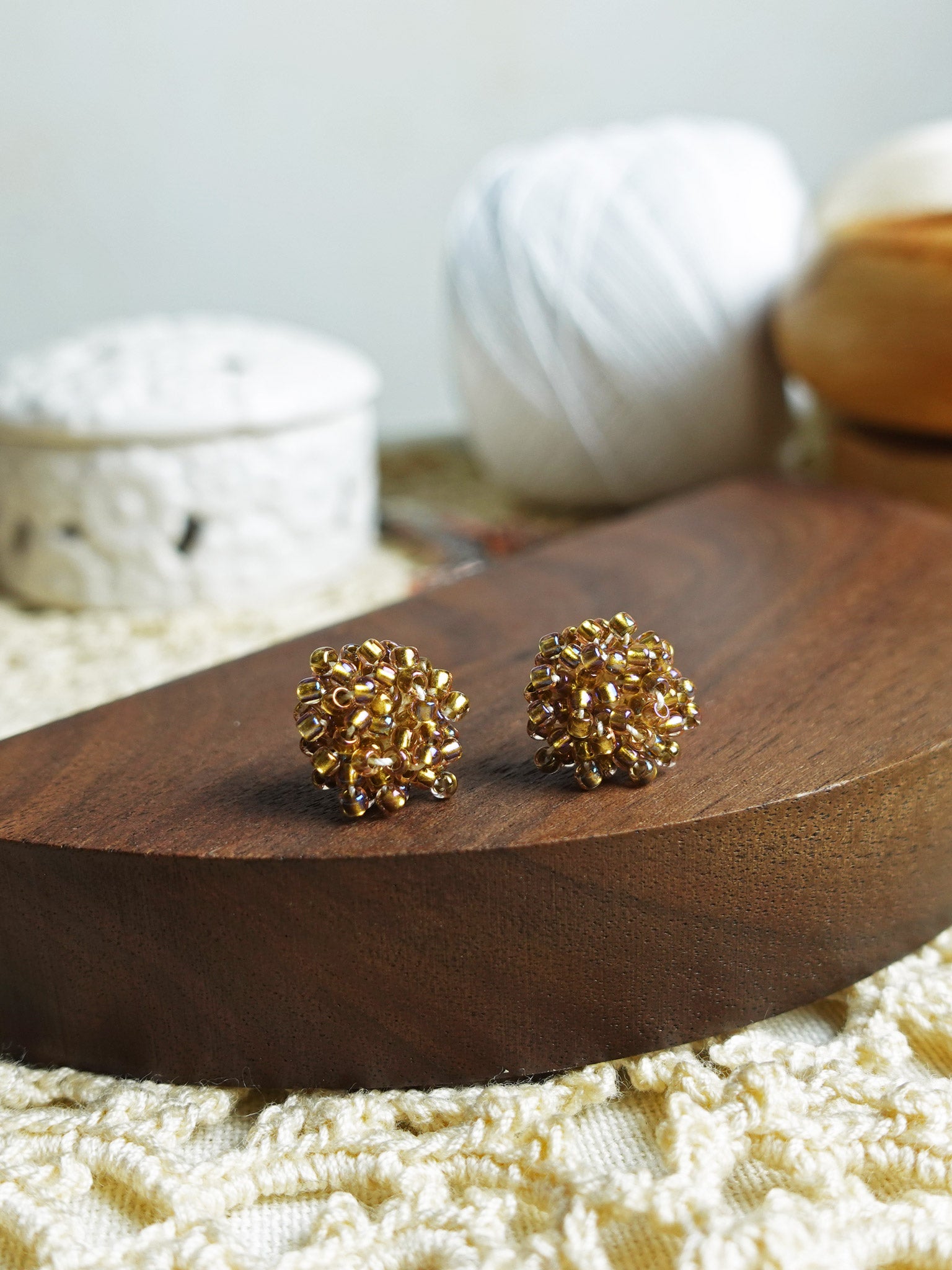 Ariel Stud Earrings in Caramel Brown Left