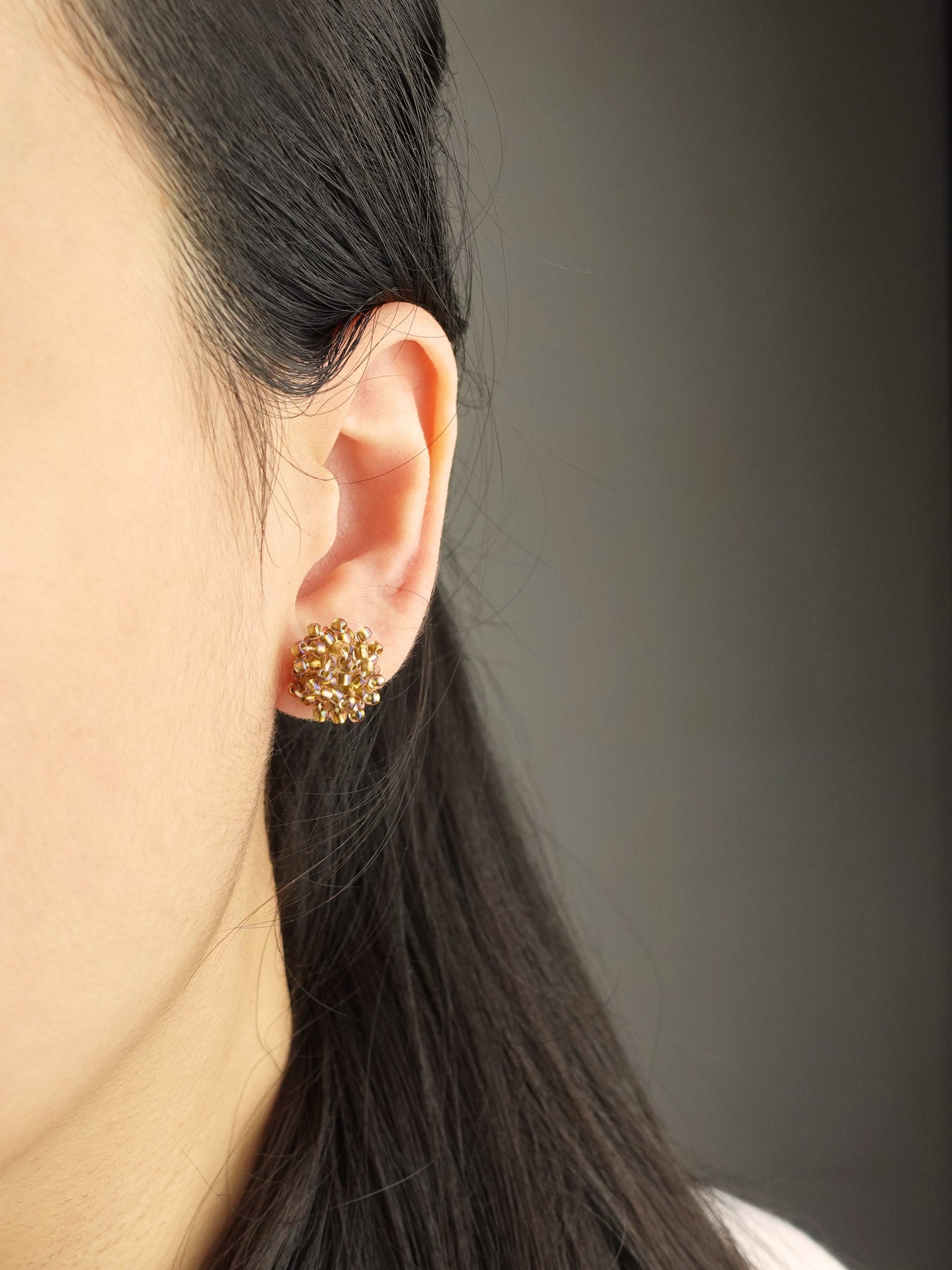 Ariel Stud Earrings in Caramel Brown Model