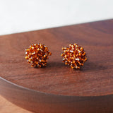 Ariel Stud Earrings in Dark Amber Display Front