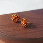 Ariel Stud Earrings in Dark Amber Display Side