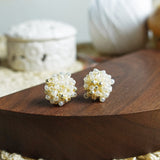 Ariel Stud Earrings in Ivory Front 1