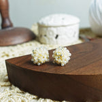 Ariel Stud Earrings in Ivory Front 2