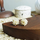 Ariel Stud Earrings in Ivory Front 2
