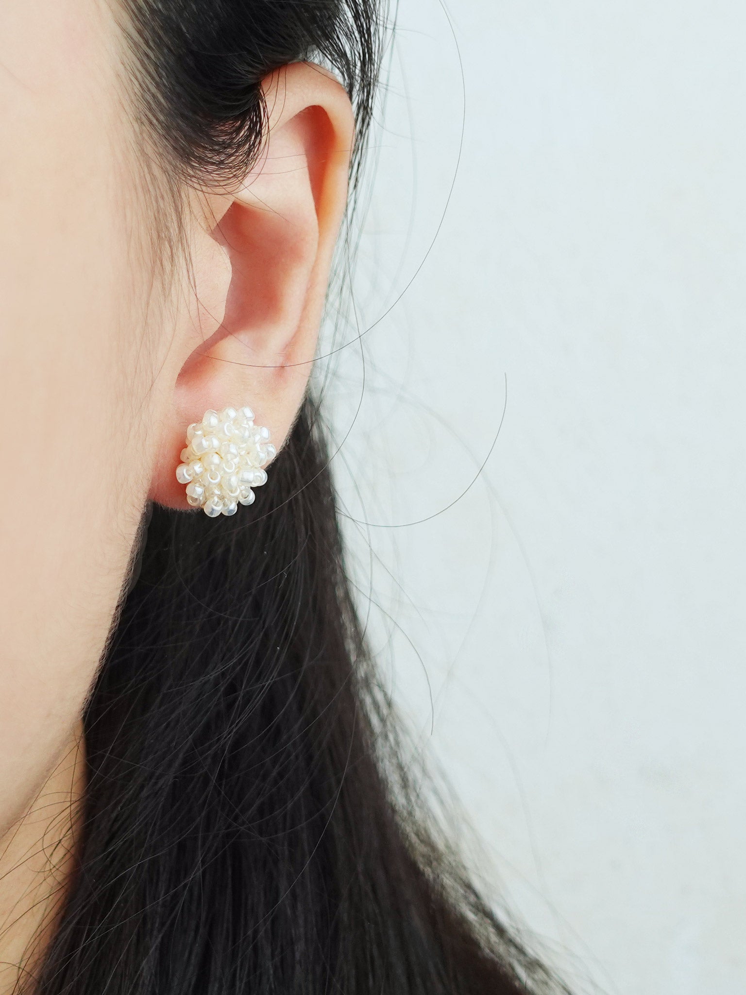 Ariel Stud Earrings in Ivory Model