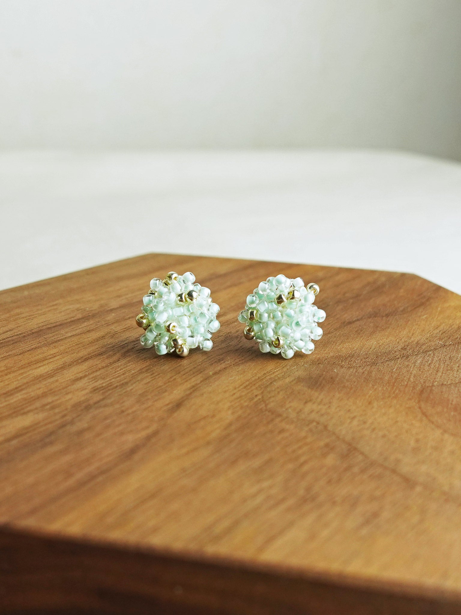 Ariel Stud Earrings in Mint Green Display