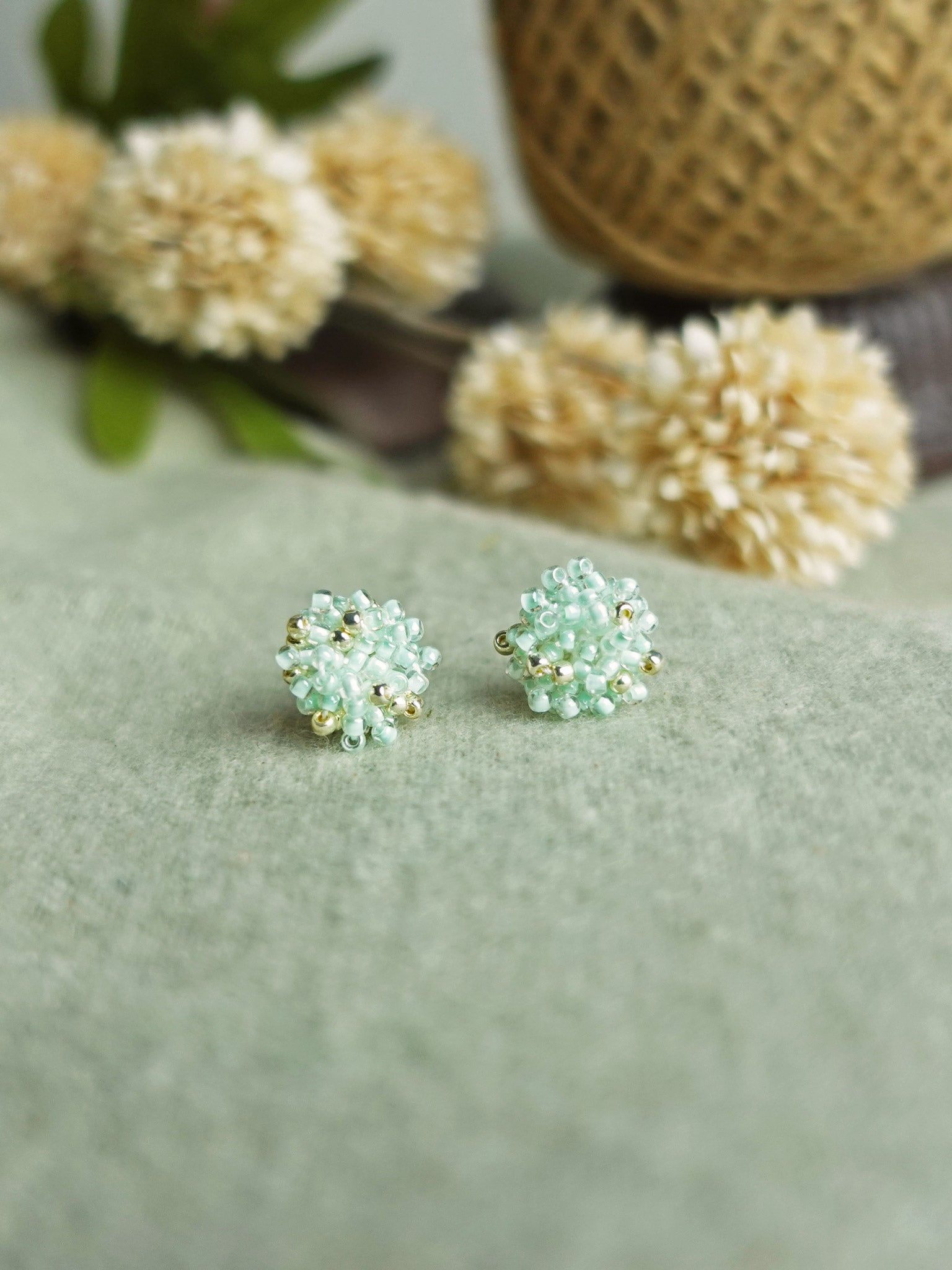 Ariel Stud Earrings in Mint Green Side