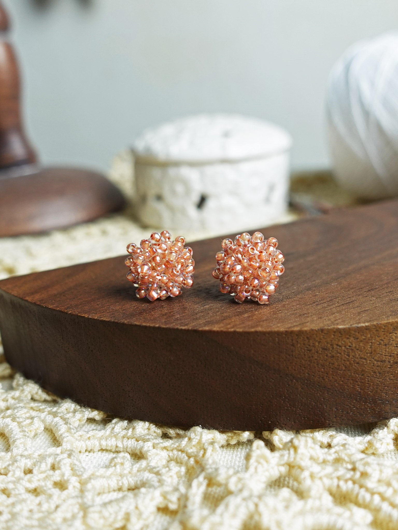 Ariel Stud Earrings in Strawberry Red Front