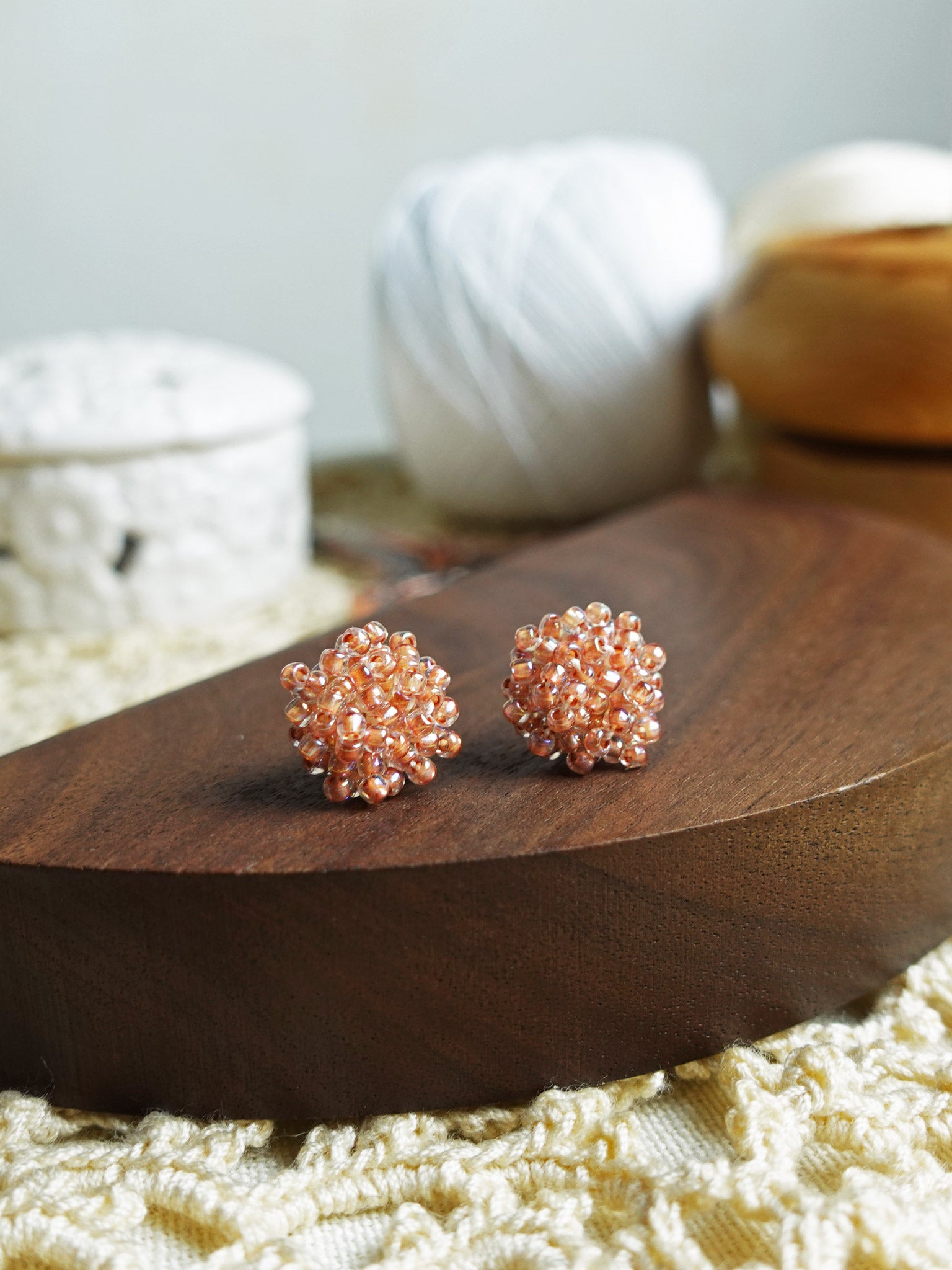 Ariel Stud Earrings in Strawberry Red Left