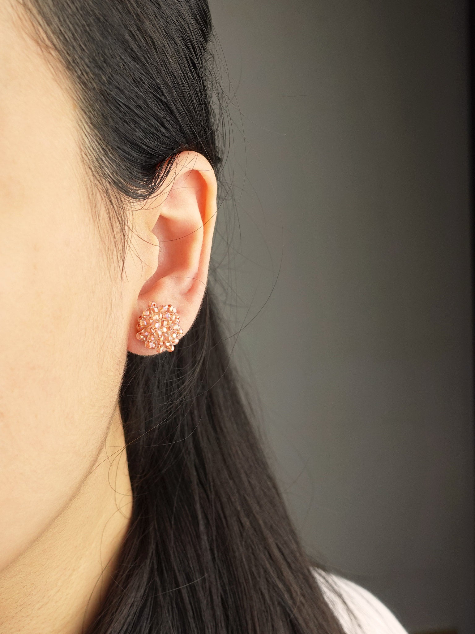 Ariel Stud Earrings in Strawberry Red Model