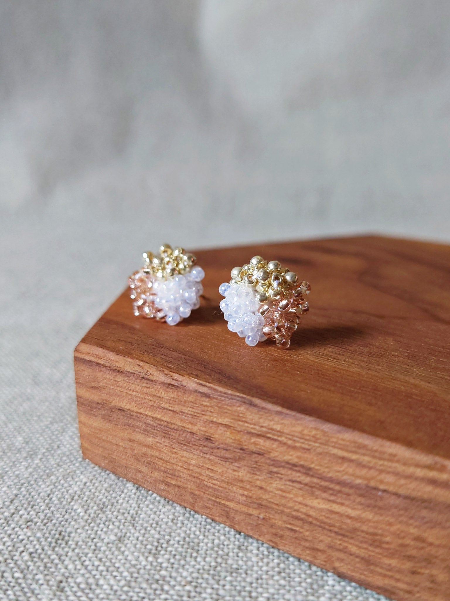 Ariel Trio Stud Earrings in Champagne Pink Display 1
