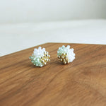Ariel Trio Stud Earrings in Mint Green Display 2