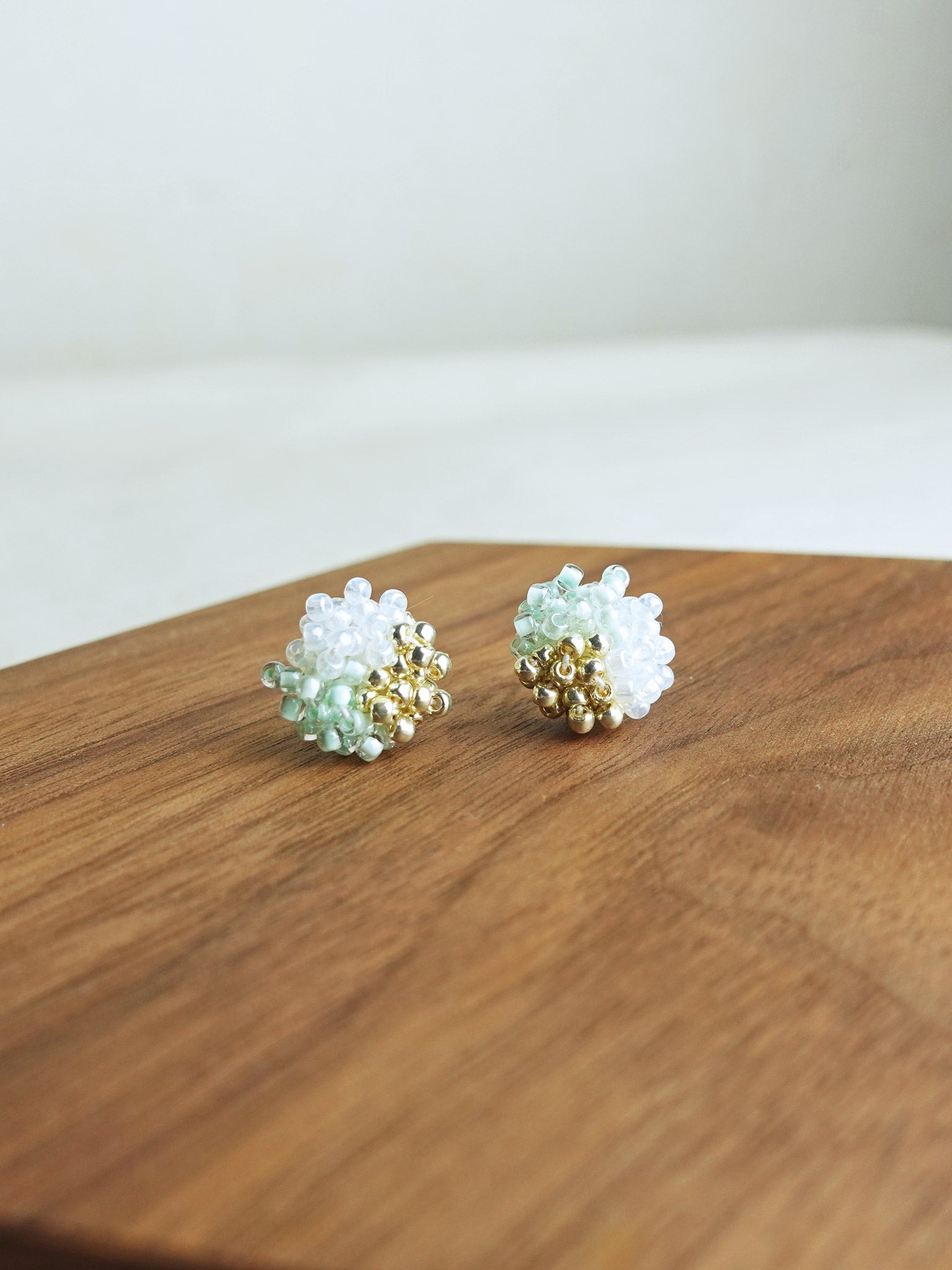 Ariel Trio Stud Earrings in Mint Green Display 2