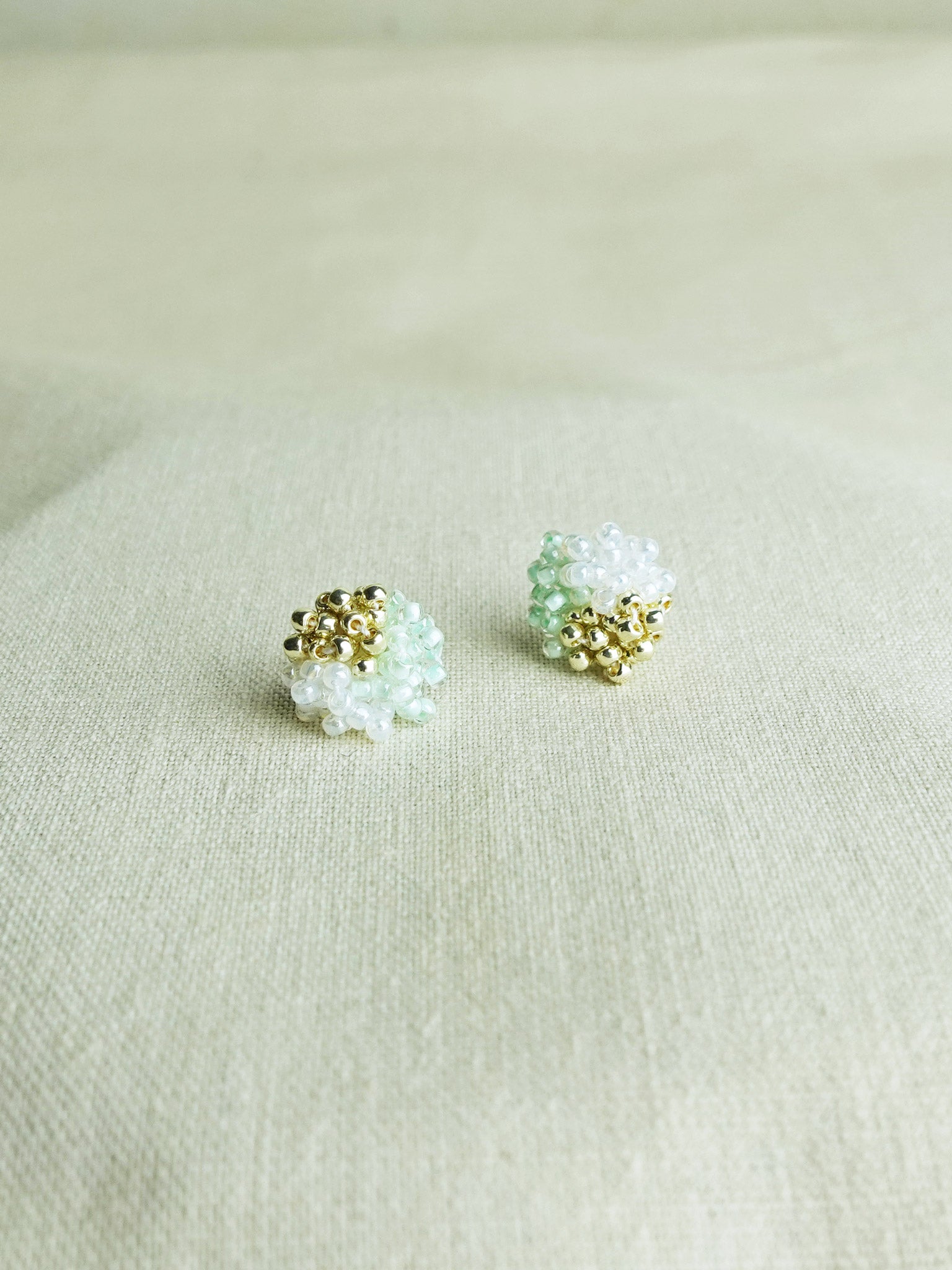 Ariel Trio Stud Earrings in Mint Green Front 2