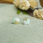 Ariel Trio Stud Earrings in Mint Green Front