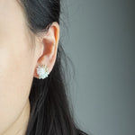Ariel Trio Stud Earrings in Mint Green Model