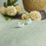 Ariel Trio Stud Earrings in Mint Green Single