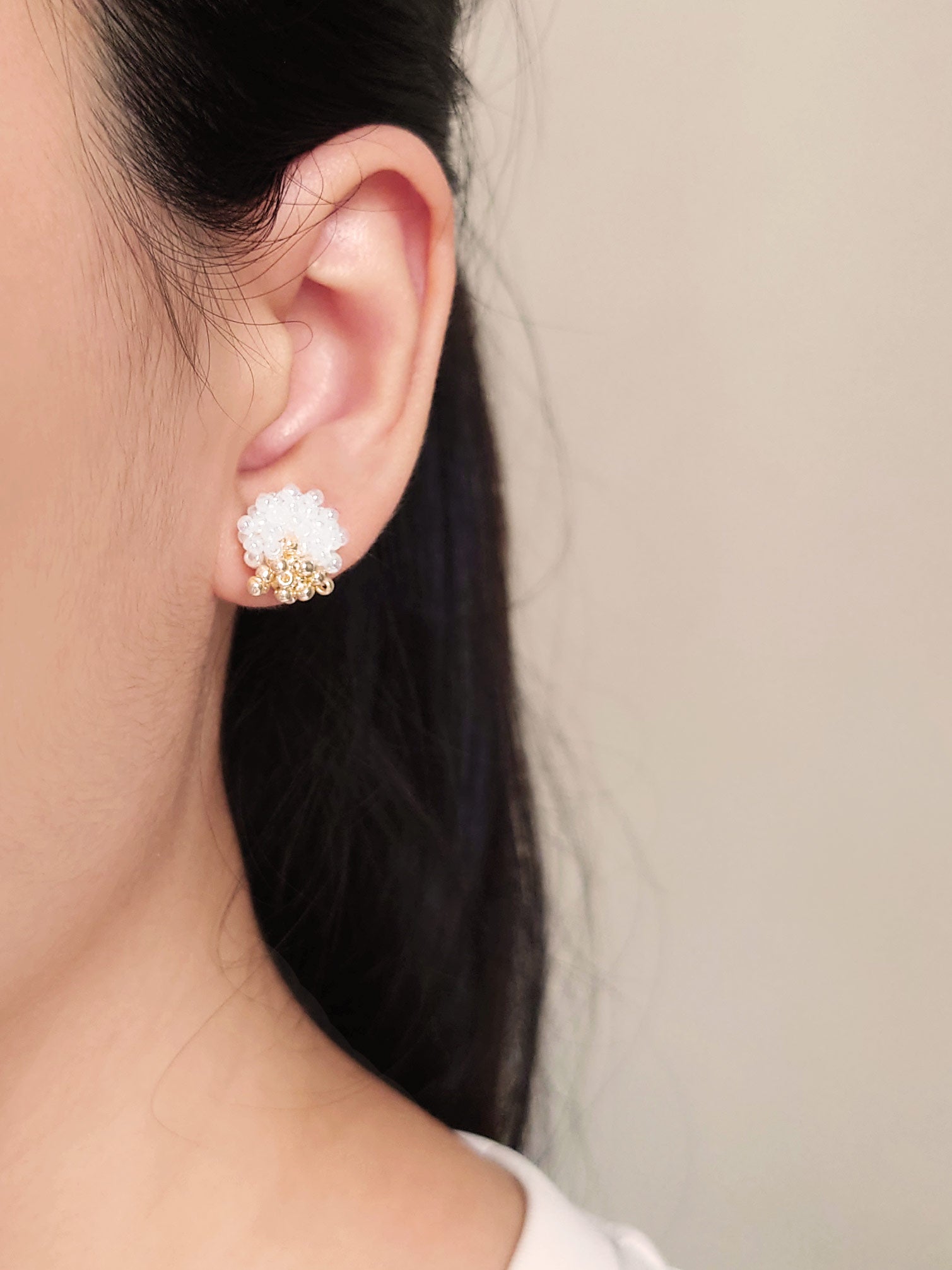 Ariel Two Ninths Stud Earrings Model