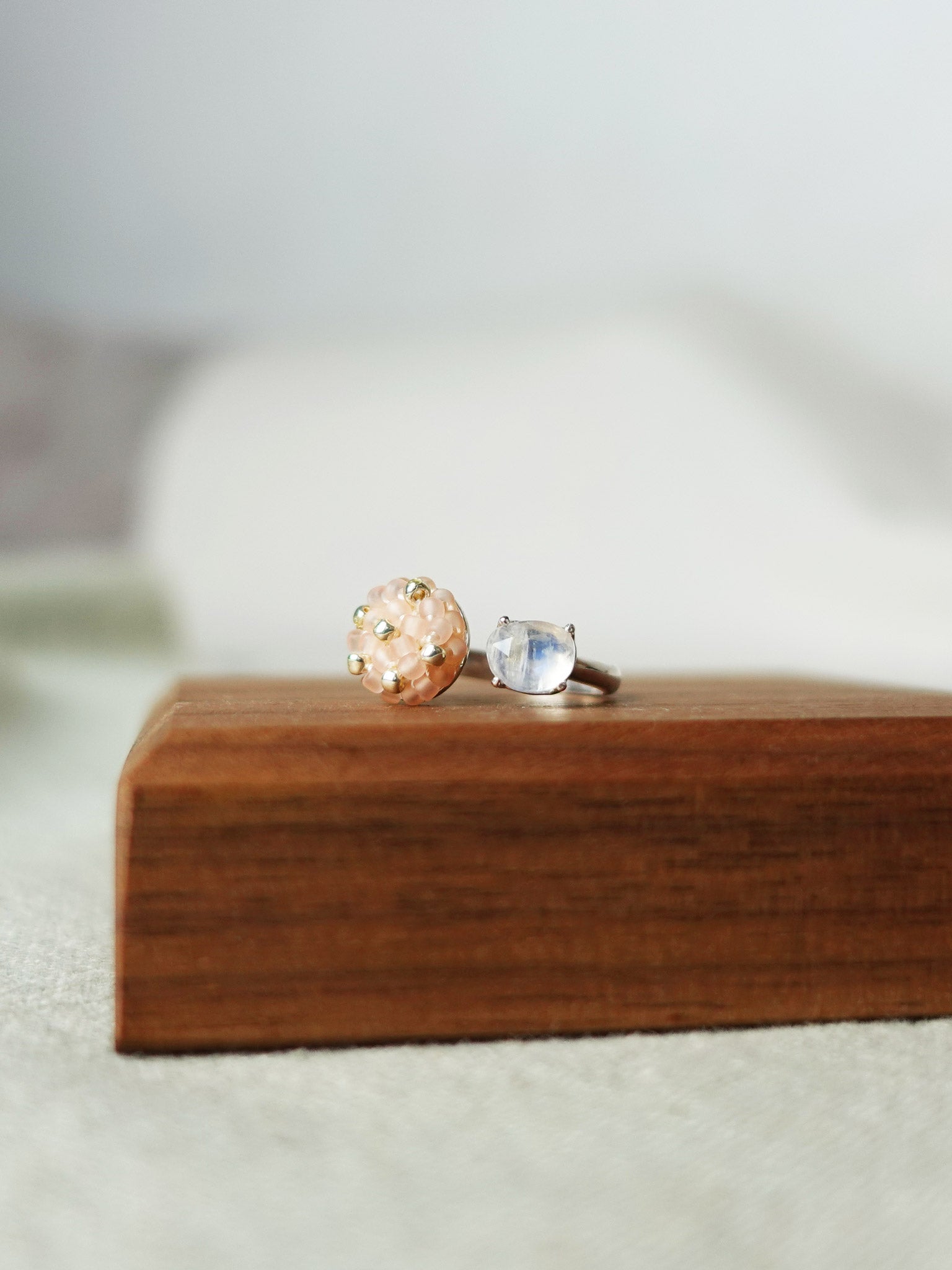 Blush Pink Petite Moonstone Open Ring I Display