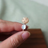 Blush Pink Petite Moonstone Open Ring II Held