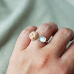 Blush Pink Petite Moonstone Open Ring II Model