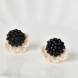 Beads Crochet Coneflower Studs in Black Front