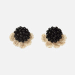 Beads Crochet Coneflower Studs in Black Primary