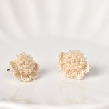 Beads Crochet Coneflower Studs in Ivory Left