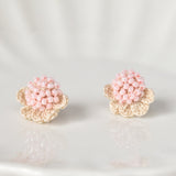Beads Crochet Coneflower Studs in Pink Left
