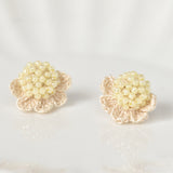 Beads Crochet Coneflower Studs in Yellow Front