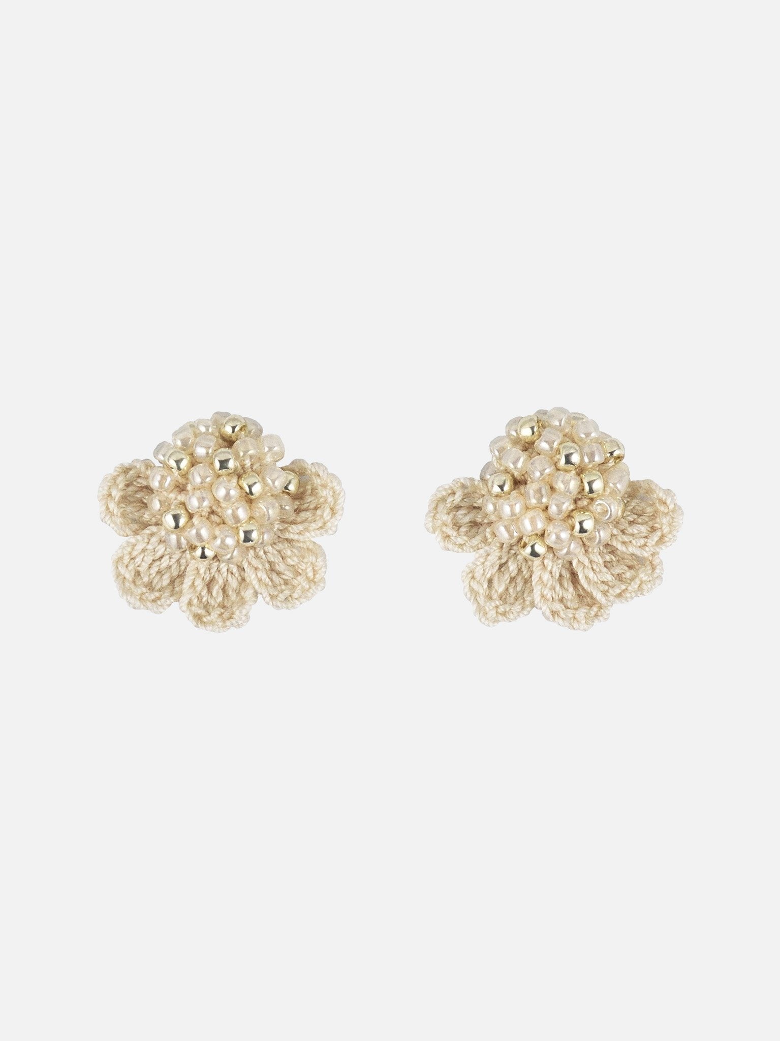 Beads Crochet Coneflower Pepper Studs in Ivory Primary