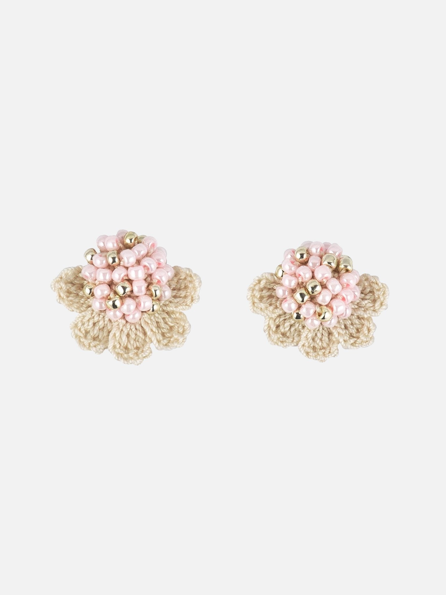 Beads Crochet Coneflower Pepper Studs in Pink Primary