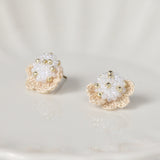 Beads Crochet Coneflower Pepper Studs in White Right