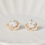 Beads Crochet Coneflower Pepper Studs in White Front