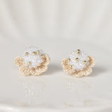 Beads Crochet Coneflower Pepper Studs in White Front