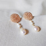 Calypso Dangle Earrings in Champagne Pink Left 2