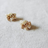 Camellia Bicolor Stud Earrings in Caramel Brown Right 2