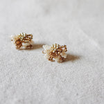 Camellia Bicolor Stud Earrings in Caramel Brown Right