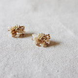 Camellia Bicolor Stud Earrings in Caramel Brown Right