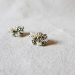 Camellia Bicolor Stud Earrings in Diamond Black RIght