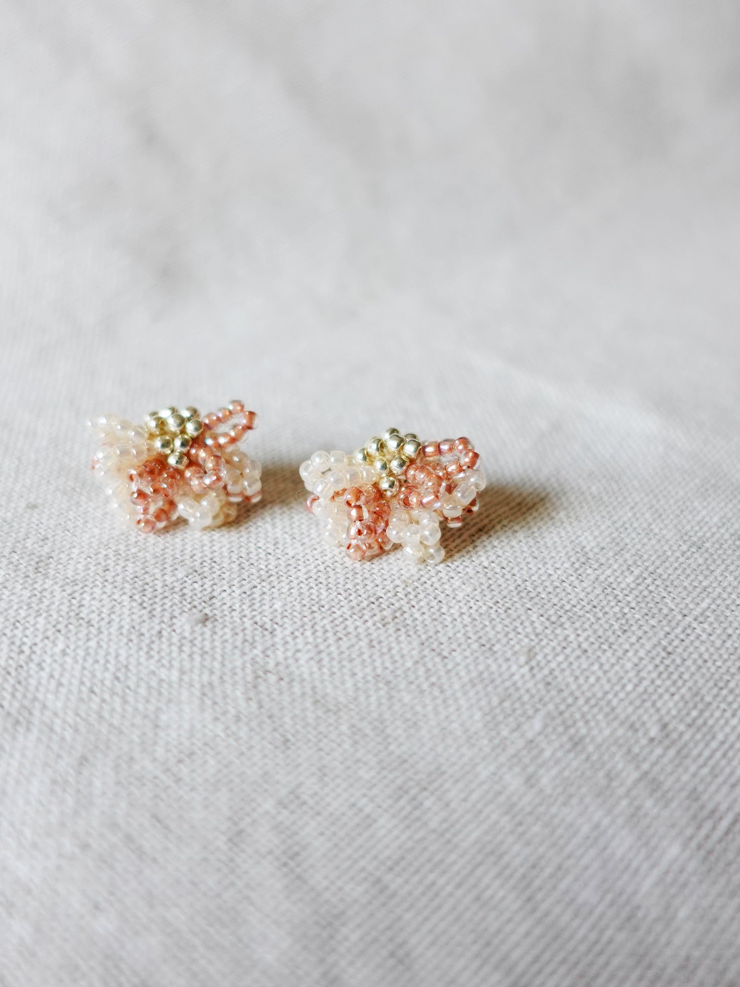Camellia Bicolor Stud Earrings in Strawberry Red Front